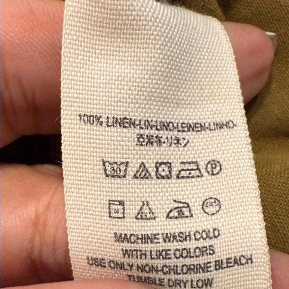 Free People paper bag high waisted Brown Pants 100% linen cuffed hem large - Picture 9 of 12